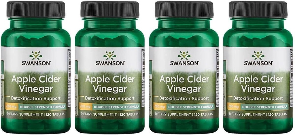 Swanson Apple Cider Vinegar - Dubbel styrka 200 mg 120 Tabs 4 Pack