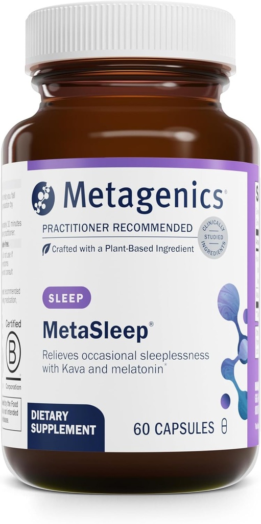 Siêu vi - MetaSleep - Dual-Phase Melatonin với phụ bổ trợ Kava Ngủ - 60 Capsules (Pack của 1)