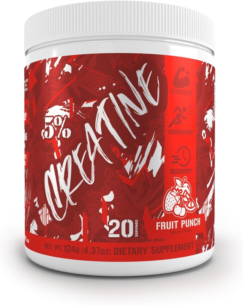 5% Nutrition Code Red Micronized Creatine | Monohydrate Powder Blend | Flavored Creatine for Power, Strength Endurance, Cellular Energy & Cognitive Health (Fruit Punch)