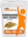 BulkSuppplements.com Ashwagandha Root Extract Powder - Ashwagandha Addition, Билкови добавки - Веган & Gluten Free, 600mg на Сервиз, 100g (3.5 oz) (пакет от 1)