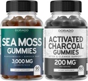 Irish Sea Moss (90 Gummies) Seamoss crudo per tiroide, Energy & Immune Support e Charcoal attivato (60 Gummies) Assistenza Detox & Cleanse sana - Formulato da Organic Coconut Shells - Made in USA