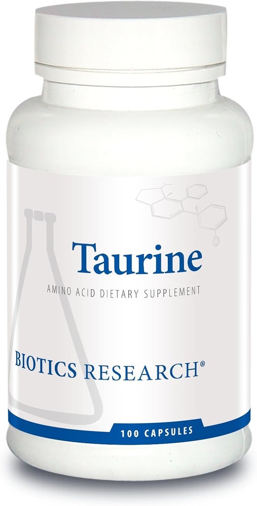 Biotics Research Taurin - 500 mg Taurin, Aminosyra, hjärnhälsa, kardiovaskulär hälsa, antioxidant. 100 kapslar.