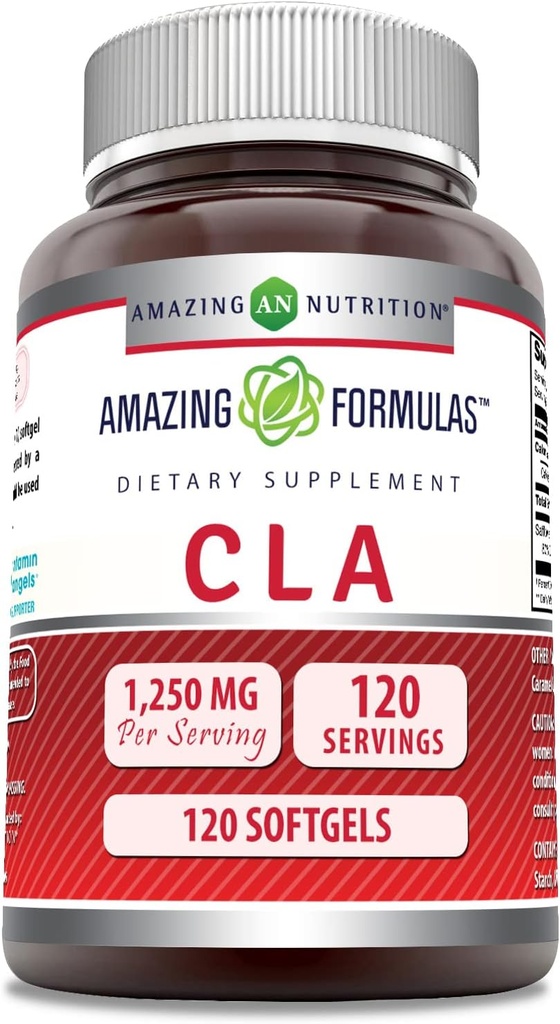 Fórmulas surpreendentes CLA (ácido linoleico conjugado) 1250 Mg □ Suplemento Softgels □ Não-GMO □ Gluten-Free □ Made in USA (1 Pack □ 120 Count)