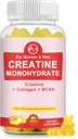 Creatine Monohydrate Gummy for Men & Men, Creatine 补充品,无糖,可嚼,用于肌肉支持