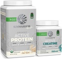 Sunwarrior Vegansk Protein pulver USDA Økologisk | 20 Serverer Cake Batter Flavored & Kreatin Monohydrat pulver | 60 Serverer Unflavored