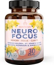 Brain Booster Gingko Biloba gehigarria - Nootropics for Mind, Focus, Memory, Clarity with Bacopa Monnieri, St. Johns Wort - 30 Brain Food kapsulak