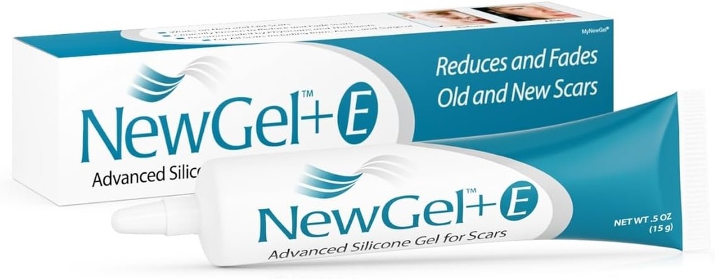 Advanced High-Potency Silicone Scar Gel ar vitamīnu E vecs, jaunas rētas, ķirurģija, Keloids, apdegumi, un sejas blāvas Rētas, NewGel Plus ar MyNewGel (15 Grams) - 0,50 oz