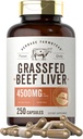 Carlyle Grass Fed Beef Liver Capsules | 4500mg | 250 greve | Desicated Supplement | Ikke-GMO, Glutenfri | ved Herbage Farmstead
