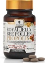 Bee and You Royal Jelly Tablet, Extrato de própolis, Pólen de abelha, 100% Natural Superfood, Ultra Pure, Imune Supplement Support, Melhorar Energia, Foco, Antioxidantes, Fresco, Keto, Paleo, Sem Glúten