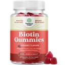 Natural Biotin Gummies for Hair Growth - Vitamins Skin and Nails Women Men with Pantothenic Acid - 60 Count