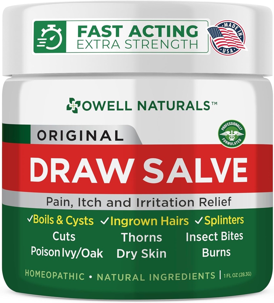 OWELL Naturals Drawing Salve Ointment для Boil & Cyst Remove, Глибоке Ingrown Волосся, Splinter Remover, Бузький Spider Bites, Bee Sting, Mosquito Свербіння, Poison Ivy