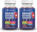 8 in 1 Inmune Defense Booster Supplement Gummies with Astragalus Root, C bitamina eta Zinka, D3 bitamina, Elderberry eta Quercetin (2 paketea)