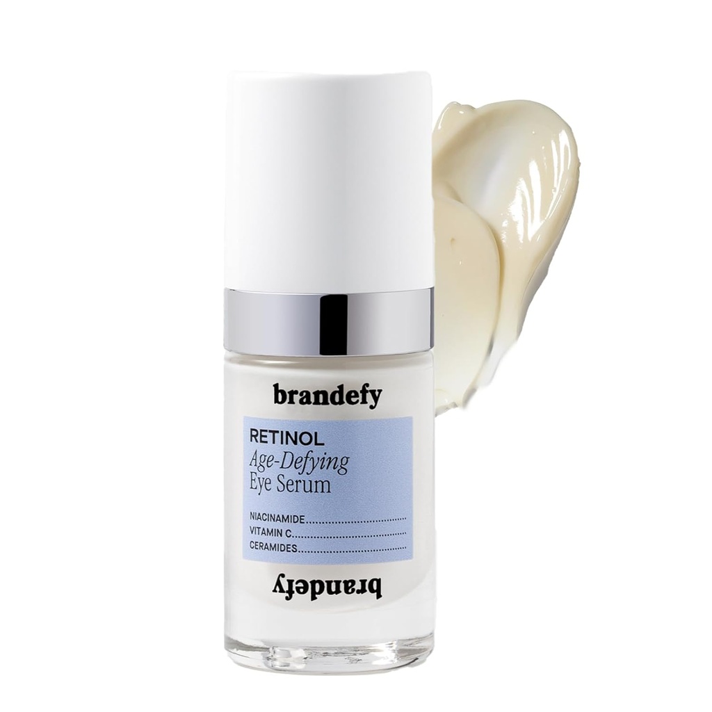 Brandefy Retinol + Niacinamide Anti-Aging Eye Serum - Under Eye Cream for Dark Circles and Wrinkles - Peptide, Caffeine, Vitamin C E Eye Cream - Made in The USA (O.5 Oz)