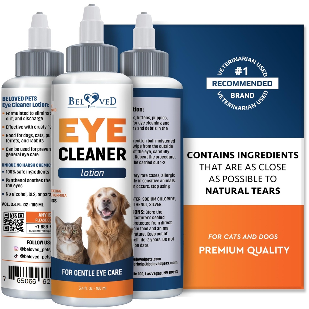 All Pets Eye Wash Drops for Relieve Pink Eye, Allergies Symptoms, Infections & Runny, Dry Eyes - Pain-Free Treatment Helps Prevent Abrasions, Irritations & Conjunctivitis
