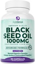 PurePremium Black Seed Oil 500mg - Organic Nigella Sativa Seeds, Cold Pressed Black Cumin Oil Extract - Hår / Skin Supplement för Män / Kvinnor packa 90 kapslar