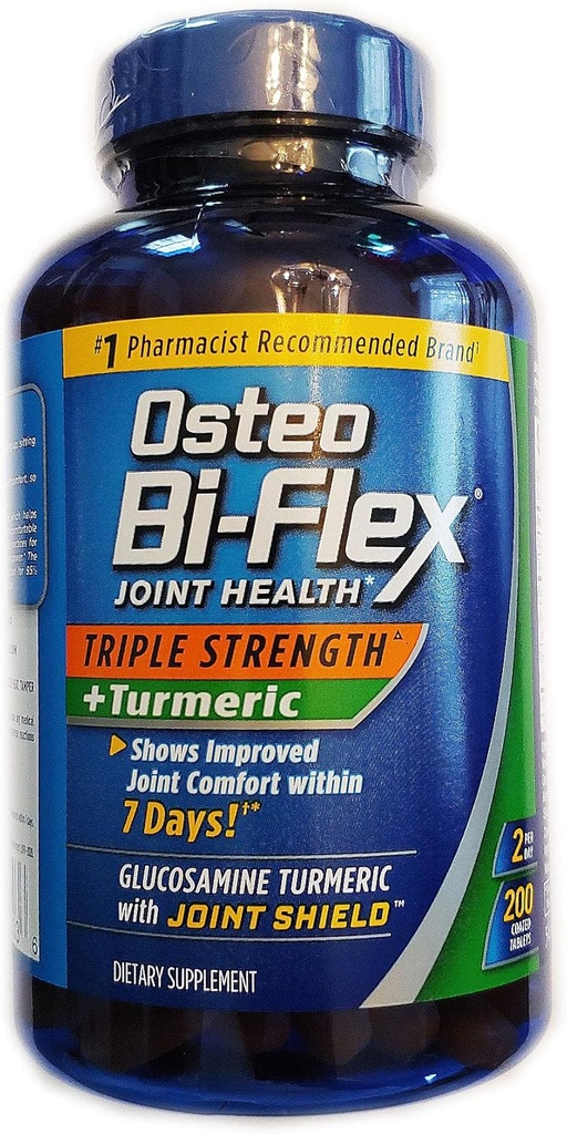 Osteo Bi-Flex, Tripla Força + Açafrão, 200 Comprimidos, com Glucosamina HCI e Curcumina Açafrão, Suplemento Conjunto para Homens e Mulheres