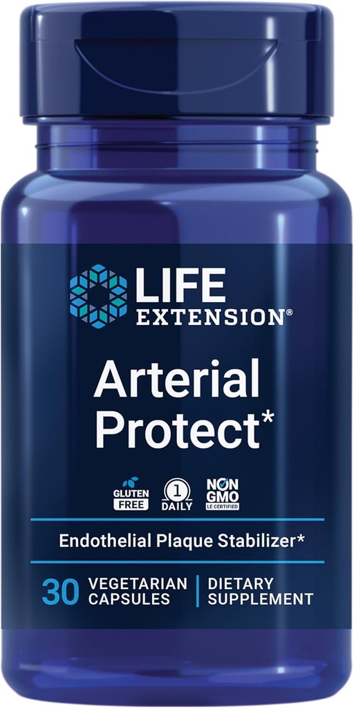 Life Extension Arterial Protect - Krvni tlak Dopolnilo za zdravje srca - z gatu kola in Pycnogenol Posušeni francoski izvlečki marinega borovega lubja - Gluten-free, Non-GMO, Vegetarian - 30 kapsul