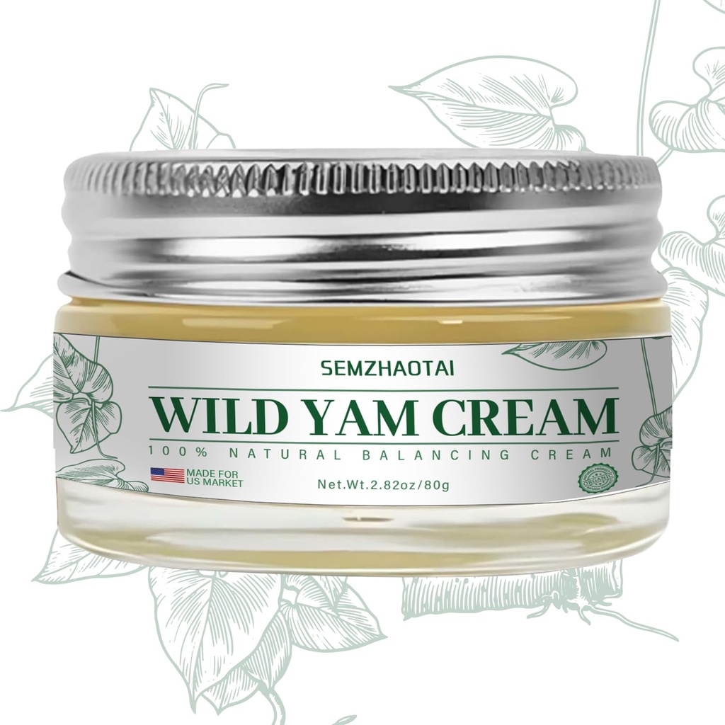 Organic Wild Yam Cream - Hormone Echilibru & Menopause Ajutor, Suportă Flash-uri fierbinți și transpirații de noapte, 2.82 oz - Proiectat pentru piața SUA de SEMZHAOTAI