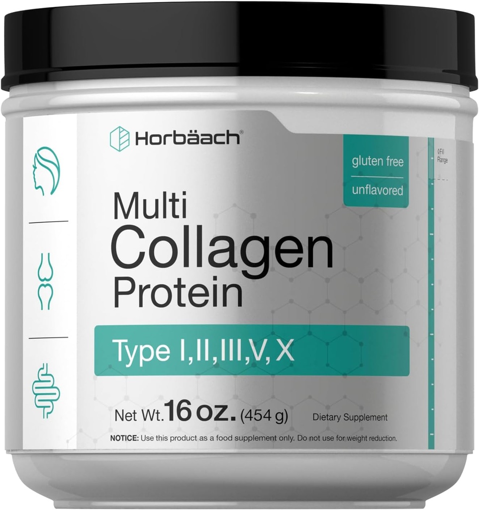 Horbäach Multi Collagen Протеин на прах 16 oz  год. тип I, II, III, V, X  год.
