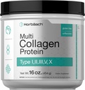 Horbäach Multi Collagen Protein Toz 16 oz | Tip I, II, III, V, X | Unflavored | Men və Qadınlar üçün | Gluten Pulsuz