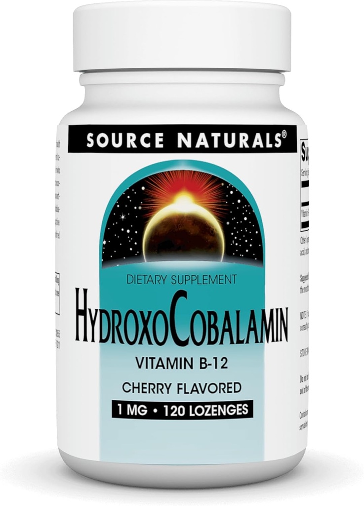 Source Naturals HydroxoCobalamin, B- 12 vitamin, 1 mg - 120 Cherry Ízesített Lozenges