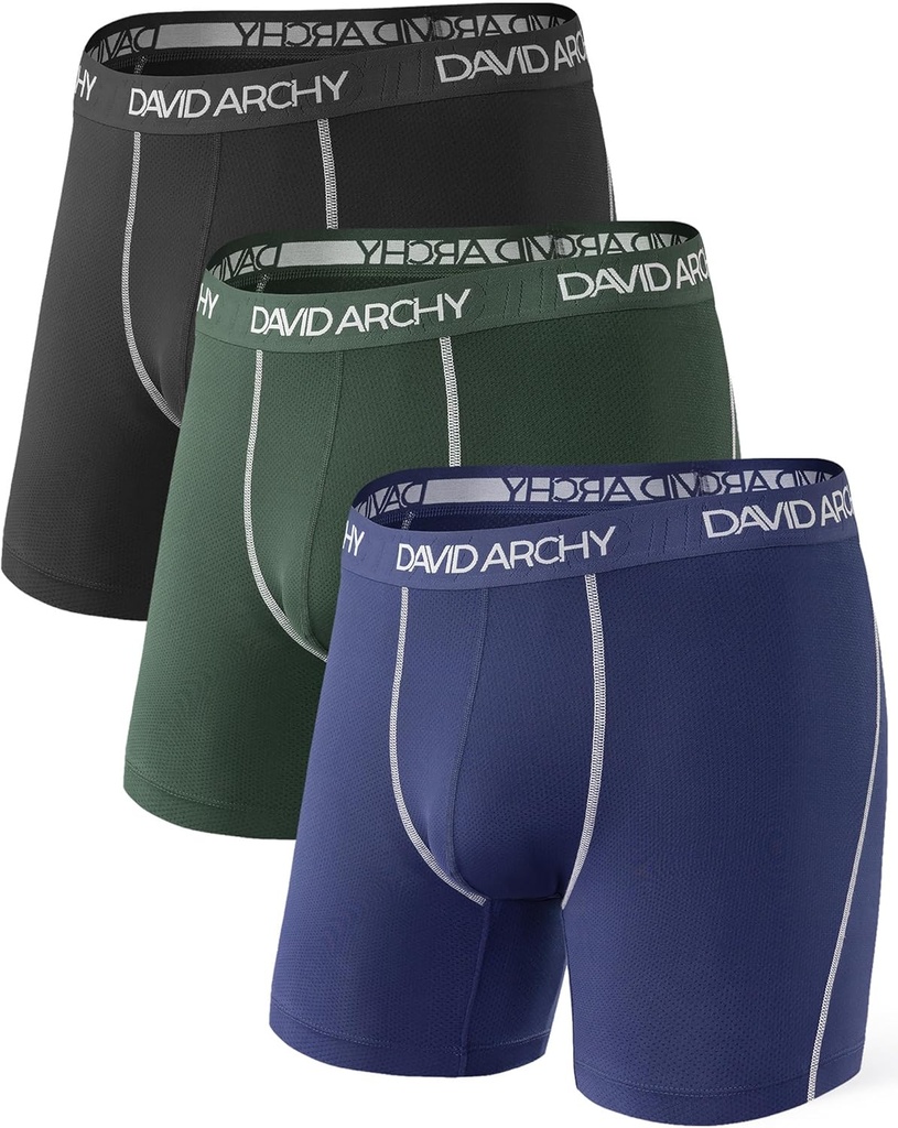 DAVID ARCHY Чоловічий Нижня білизна Quick Dry Boxer Короткий спортивний дихаючий білизна в 3 пакеті Ні Fly
