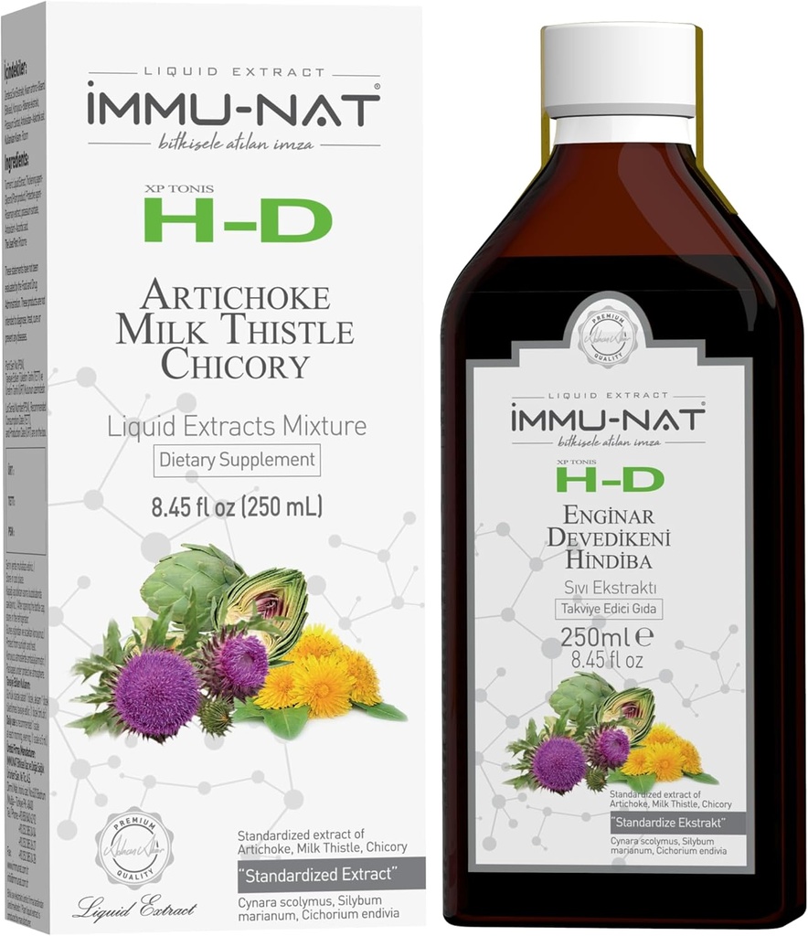H- D Herbal Lever Detox, Rense, og reparation flydende supplement - Understøtter Gut Sundhed og Nyre funktion - Mælk tidsel, Artiskok, og Chicory - ikke-GMO (8.50oz)