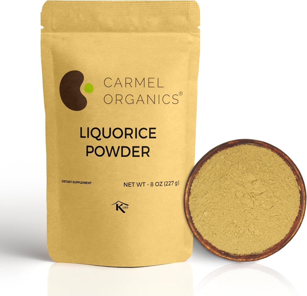 CARMEL ORGANICS Licice Root Powder - 8 Ounce Hebalphip Natural Sweetener i Aid Lreadive Nouth-GMO , No va afegir Presvives i Additius