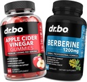 DR. BO ACV Gummies & Berberine Suplemento cápsulas - 1000MG Apple Cider Vinegar Gummies & Berberine HCL 1200mg pílulas para a dixestión, Gut Saúde e Metabolismo