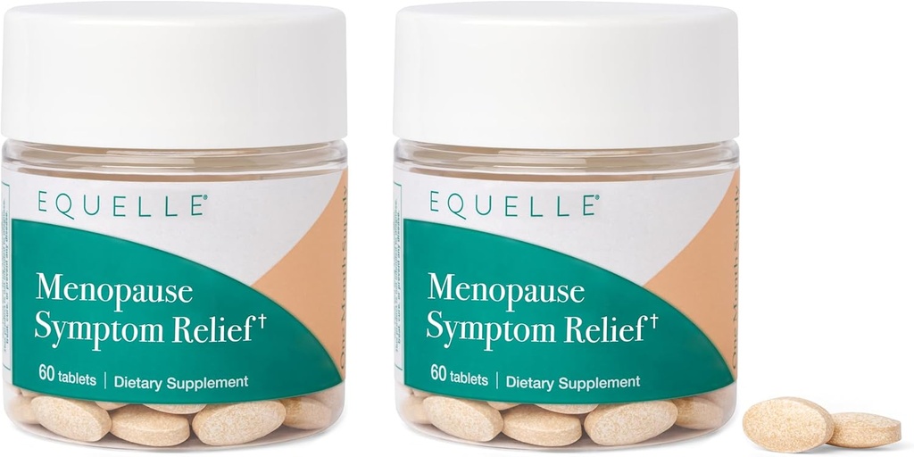EQUELLE Multi-Symptoom Menopauze Verlichting van Hot Flashes, spierpijn & Ondersteunt meer slaap. Hormone-vrije, plantaardige S-Equol 2 maand levering (120 tabletten)