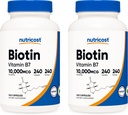Biotina Nutricost (Vitamina B7) 10.000mcg (10mg), 240 Caps (2 botellas) - Non-GMO, Gluten Free