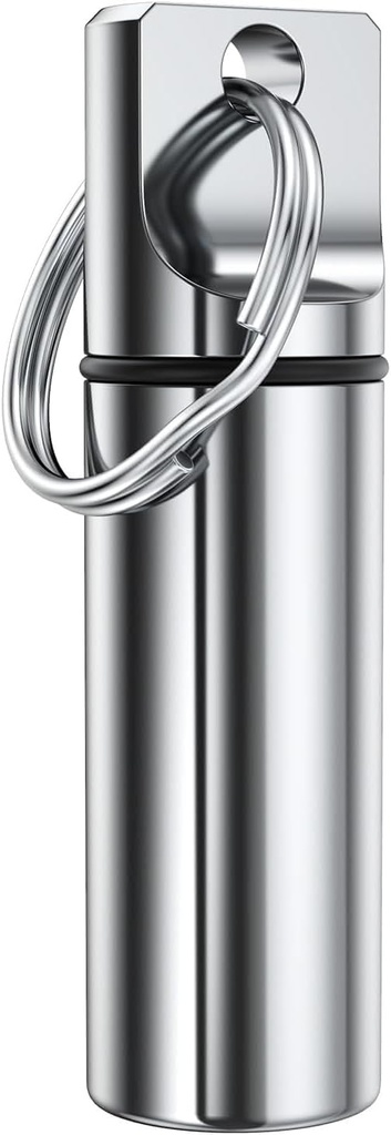 Väike tasku Pill Box Keychain, Alumiinium Alloy Portable Mini Pill Organizer Case Container Purse, veekindel Metall Pill Holder Medicine Pudel Outdoor Camping Travel (hõbe)