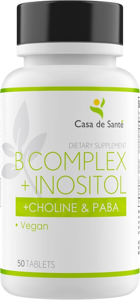 Casa de Sante Low FODMAP Vitamin B-100 Complex + Inositol + Choline & PABA, Vegan