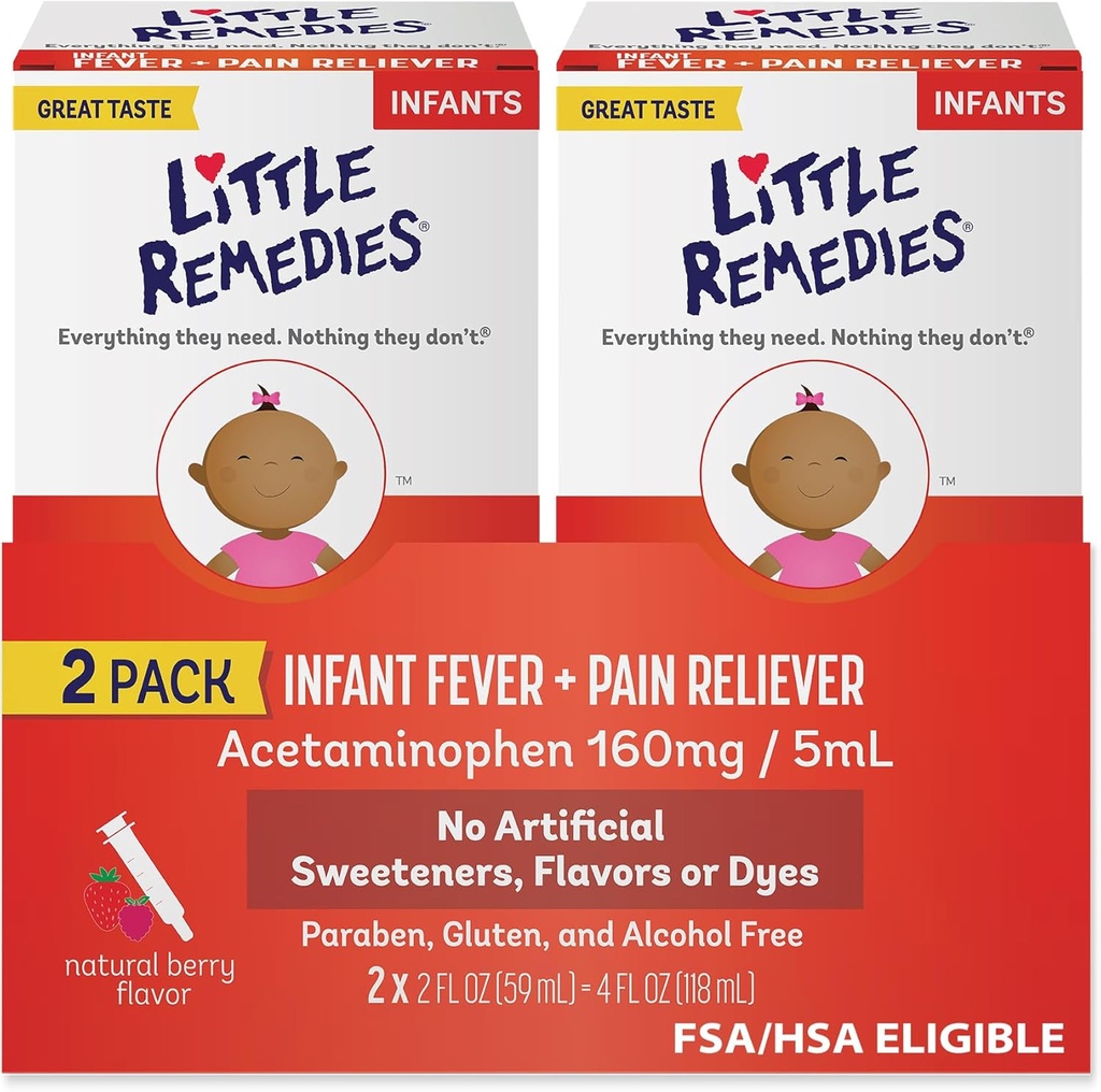Little Remedies Infantert Feber & Smerte Reliever, Naturlig Berry Flavor, 2 Fl Oz (Pack of 2)