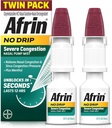 Afrin No Drip Severe Congestion Nasal Mist Twin Pack, Non-Drowsy, Fast-Acting Decongestant for Nasal Congestion and Sinus Pressure Relief, Adults and Children 6 and Older, .5 fl oz (Pack of 2)