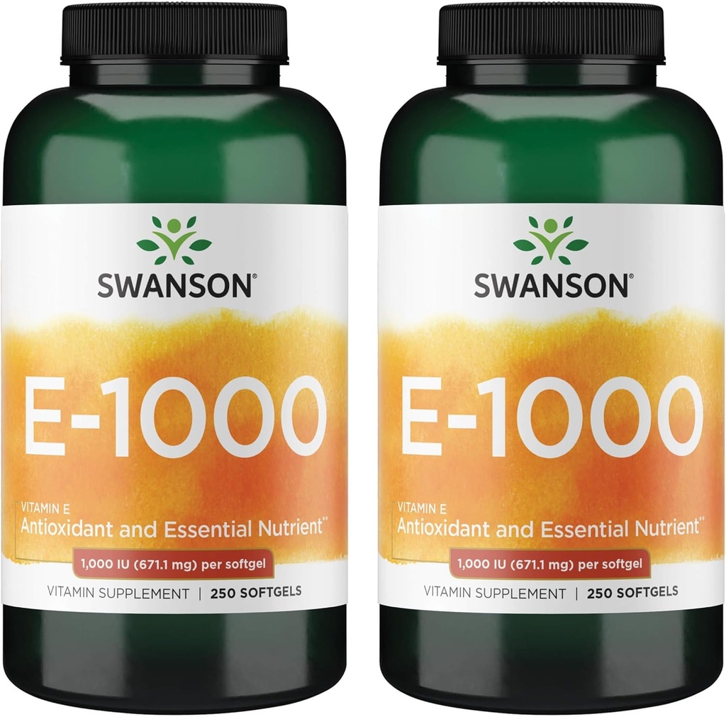 Swanson naturvitamin E 1000 Iu (671,10 Milligram) 250 Sgels (2 pakke)