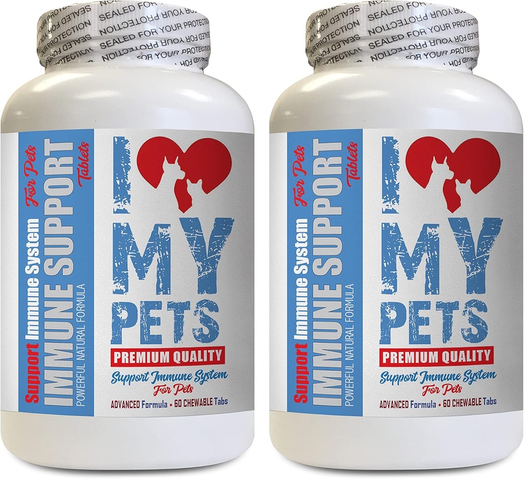 I LOVE MY PETS LLC Dog Immune System Booster - PET Immune Support - Dogs and Cats - Booster - Healthy - Selenium for Dogs - 120 Treats (2 bottiglie)