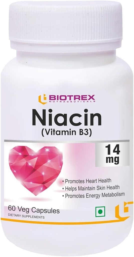 Generiska Nutraceuticals Niacin 14mg Vitamin B3 med Inositol 50mg Supplement - 60 Veg Capsules
