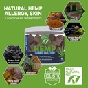 Apenas alergia animal de estimação natural, pele & casaco cânhamo mastiga suave - mordidas imunes alérgicas para cães, Omega 3 Suplemento, calmantes doces para alívio da pele comichão, Hot Spot - (60 Conde) (AL.)