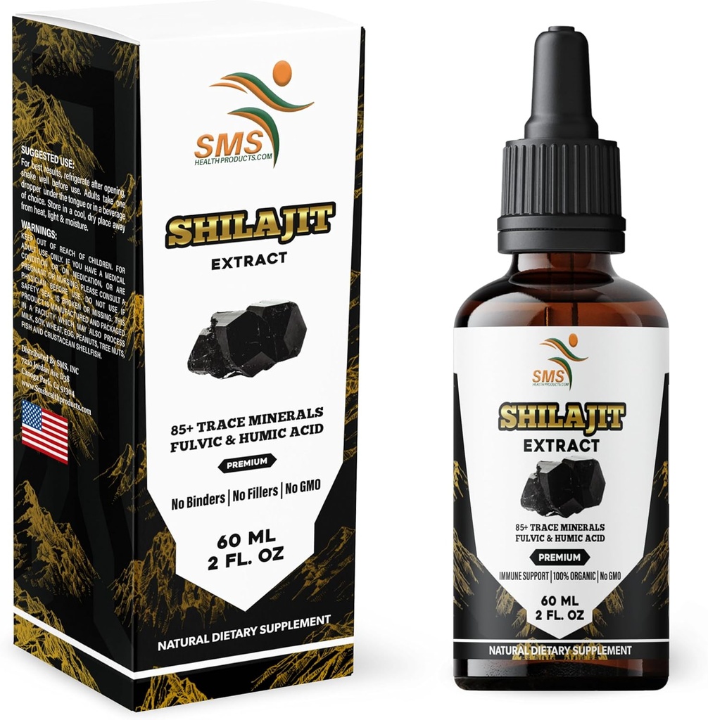 Shilajit Pure Himalayan (40% Fulvic Acid Supplement) (High in Trace Minerals, No Fillers, Manufactured in The USA) Drops | Alcohol-Free Tincture | Herbal Supplement | Vegan | 2 Fl Oz