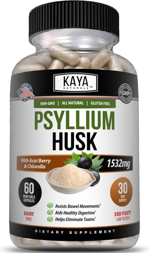 Kaya Naturals Psyllium Husk Kapsule - 60 Count 