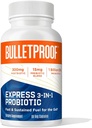 Bulletproof Express 3-in-1 Probiotic, 90 Count, Tambahan untuk Kesehatan Gut Cepat dan Diterima