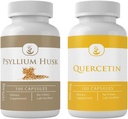 PURE ORIGINAL INGREDIENTS PSyllium Husk & Quercetin Capsule Bundle (100 kapsler hver), ingen tilsetningsmidler eller fyllstoffer, Lab verifisert