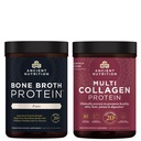 Ancient Nutrition Bone Broth Protein Powder, Pure, 20 Servings + Multi Collagen Protein Powder, Unflavored, 45 Servings