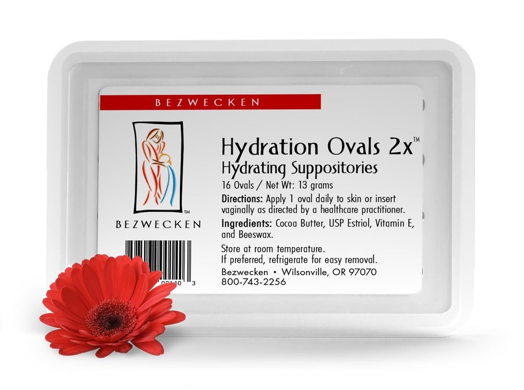 Bezwecken - Hydration Ovals 2x - 16 Extra Strength Oval Suppositories - Menopausal Qadınlarda Alleviate Vaginal Dryness - Safe & Natural