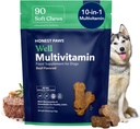 Eerlijke Paws (90 Count) Honden Multivitamine Zachte Kauwen met 10 Essentiële Vitaminen - Gezamenlijke, Coat, Immune, Eye & Heart Ondersteuning - met Glucosamine, Chondroitin & Omega-3 - Rundvlees smaak