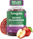 Fungies Reishi Mushroom Gummies, Skanus Apple skonis - grybų žolinis priedas Gummy suaugusiems Palaiko imuninę sveikatą, Atpalaidavimas ir sveikas senėjimas - Kalningi gummies miego - 60 Paslaugos