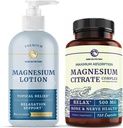 Magnesium Motion a Magnesium Citrát dodatek 124; full Body Magnesium Support for Body and Mind with 8 Fl Oz Topical Magnesium Plus 2 Month Supply Magnesium Complex Pills