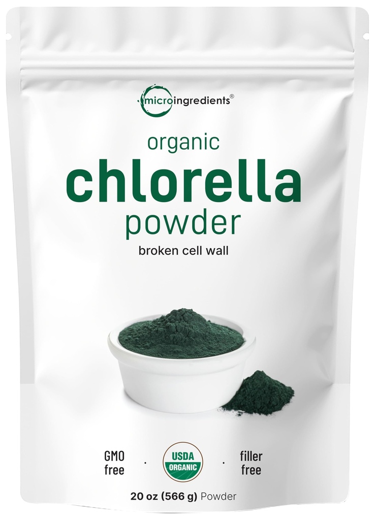 Micro Ingredients Organic Chlorella Powder, 20 Ounces | Broken Cell Wall for Complete Absorption | Raw Superfood Supplement, Rich in Protein & Vitamins | Non-GMO, Vegan, Non-Irradiated