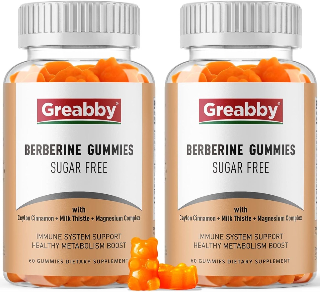 Berberine with Ceylon Cinnamon Supplement - Berberine Gummies, Organic Berberine HCL 1200 mg for Adults, Immune System Support, Sugar Free, GMO Free, Gluten Free, 120 Gummies